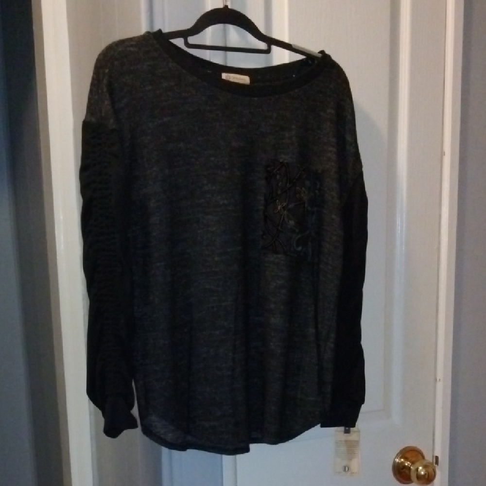 Democracy Black and Gray Knit Top